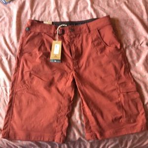 Prana stretch Zion shorts. Brick red